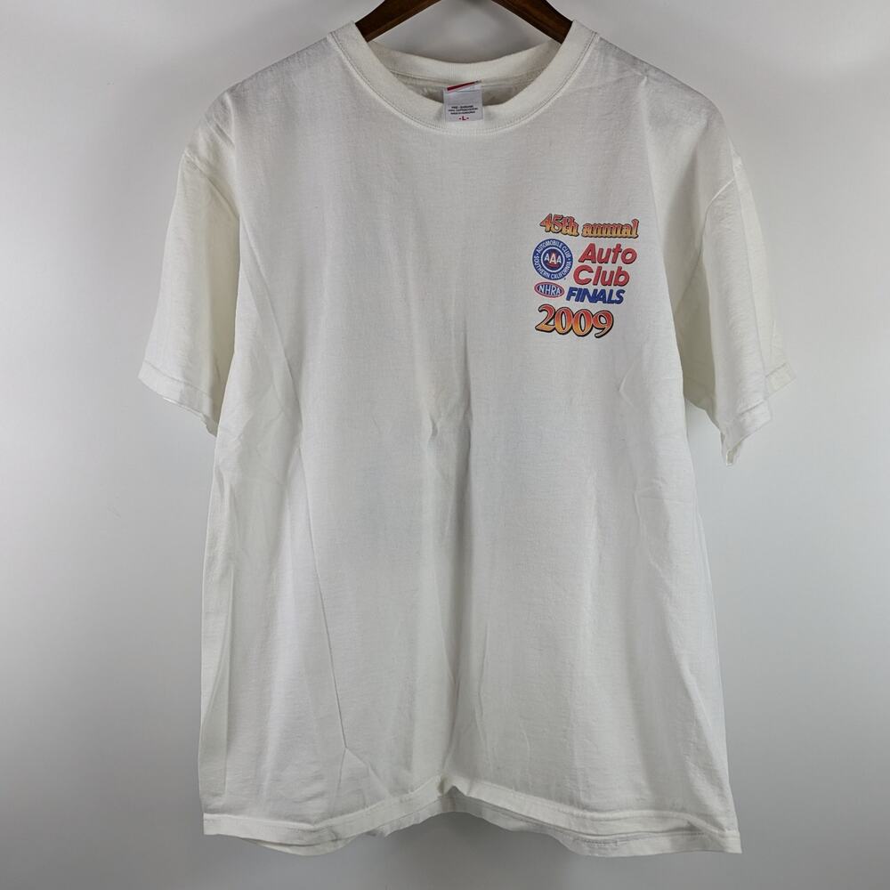 2009 Mens Drag Racing Large T-Shirt 45th AAA Auto Club Finals NHRA Full Throttle